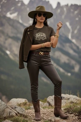 Camiseta Ralph Lauren para mujer verde oliva, con emblema de cuentas doradas para mujer M Foto 1 de 4