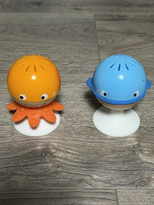Hape Stay-Put Rattle Set of 2 sea Animal Suction Rattle Toys Whale Jelly - Image 1 of 4
