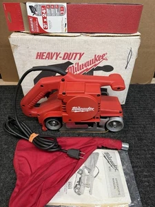 Milwaukee NOS 5925 Heavy Duty 10A Corded Belt Sander 3"x24" Dust Bag & New Belts - Picture 1 of 11