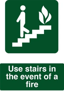 Fire Exit Stairs Left Green Fire Evacuation Signage Acrylic Or Vinyl Sign - Picture 1 of 2