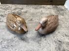 Lot Of 2 Vtg Hand Painted Duck Decoys Collectible Figures Porcelain