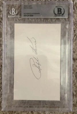 Ralph Kiner Signed Index Card Beckett Auto—1930s-1940s Star, HOF - Image 1 of 2