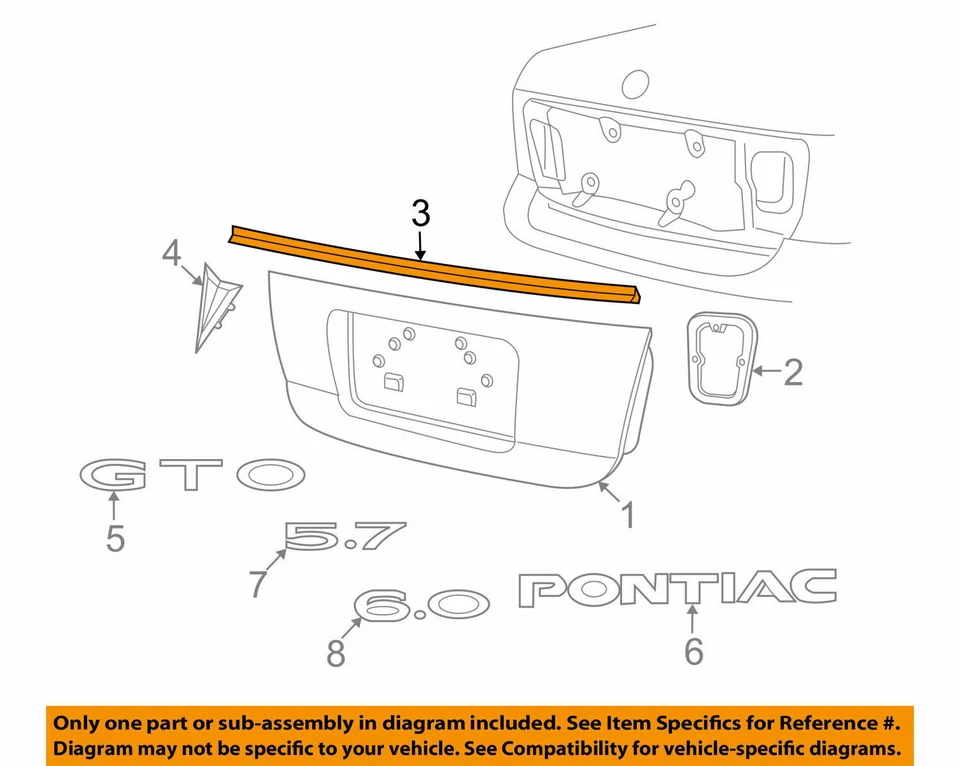 Pontiac GM OEM 04-06 GTO Trunk Lid-Sealing Strip 92143281 - Image 1 of 1