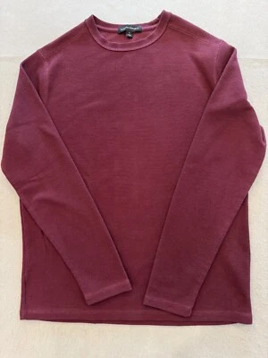 Camisa Banana Republic Para Hombre Pequeña Tejida Gofre Manga Larga Ciruela Crew Foto 1 de 4