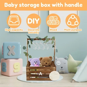 Wood Baby Shower Crate Closet Easy Assembly Newborn Baby Basket with paogZ - Picture 1 of 12