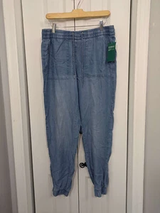H&M NWT Women's Size 10 Denim Pants Jogger Blue Pull On - Picture 1 of 5