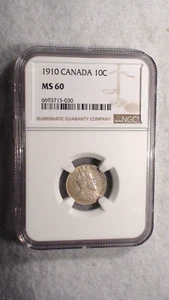 1910 Canada Ten Cents NGC MS60 BETTER DATE SILVER 10C Coin PRICED TO SELL! - Picture 1 of 4