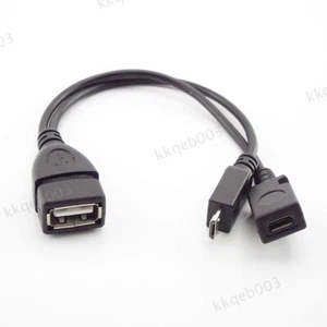 USB Female to Micro male female 5 Pin 2 in 1 OTG USB Host Power Cable Y Splitter - Picture 1 of 7