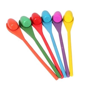 Wooden 6 Egg and Spoon Race Game Kids Adults for Kids Toys Partiee Supplies - Picture 1 of 10