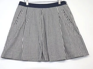 Banana Republic Womens Striped A-Line Skirt Pleated Size 6 Cotton Blend Pockets - Picture 1 of 10