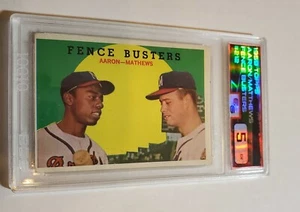 1959 Topps #212 Fence Busters Hank Aaron Eddie Mathews HOF ECG 5 Security Slab! - Picture 1 of 5