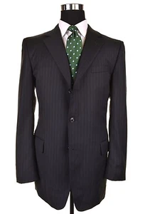 Ermenegildo Zegna x Jos A Bank Dark Blue Striped Wool 2pc Suit Jacket Pants 41L - Picture 1 of 12