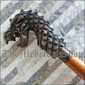 Head Handle Gothic Style Victorian Wooden Walking Stick Cane Gift - Picture 1 of 5