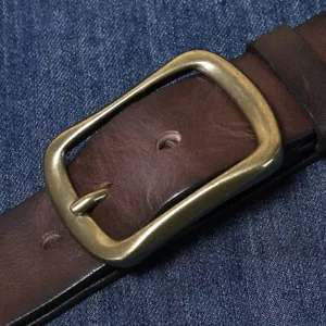 Men Thickening Cowhide Leather Genuine Full Grain Leather Belt - 38mm Width - Picture 1 of 22