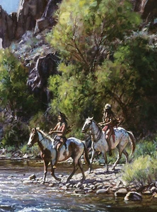 Cruce de Aguas Blancas de Martin Grelle Indios Americanos Nativos América Estampado 9x12 - Imagen 1 de 2