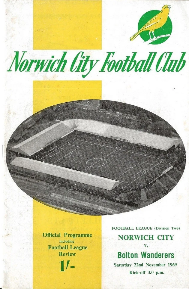 Football Programme NORWICH CITY v BOLTON WANDERERS Nov 1969 - Image 1 of 1