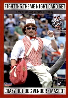 2017 Reading Fightins Theme Night Choice #21 Crazy Hot Dog Vendor MASCOT NM Card - Image 1 of 2