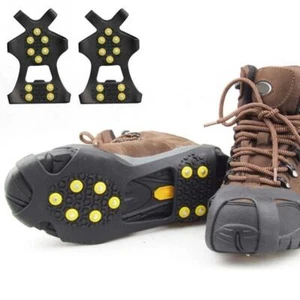 zapatos Antideslizante De Nieve 10 Taches Agarres Para Hielo Crampones Escalada - Picture 1 of 6