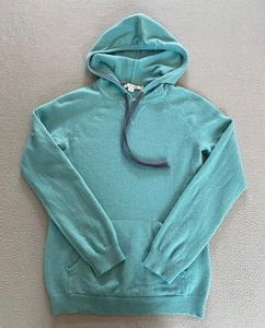 BODEN HOODIE JUMPER SZ 8 BLUE TURQUOISE 100% CASHMERE KNIT HOODY SEE DETAILS - Picture 1 of 7