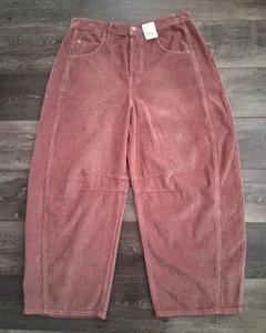 We The Free Good Luck Mid Rise Barrel Corduroy Pants Rose Pink Size 29x26 NWT - Picture 1 of 12