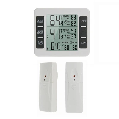 Indoor Outdoor Wireless Fridge Freezer Thermometer Max/Min Temperature Records - Image 1 of 4
