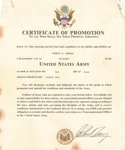 U.S. Army, 1981 dated Certificate of Promotion - Picture 1 of 2