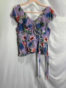Parker Purple Manny Combo Top Size L with Fabric Pull and Small Snag - Picture 1 of 8