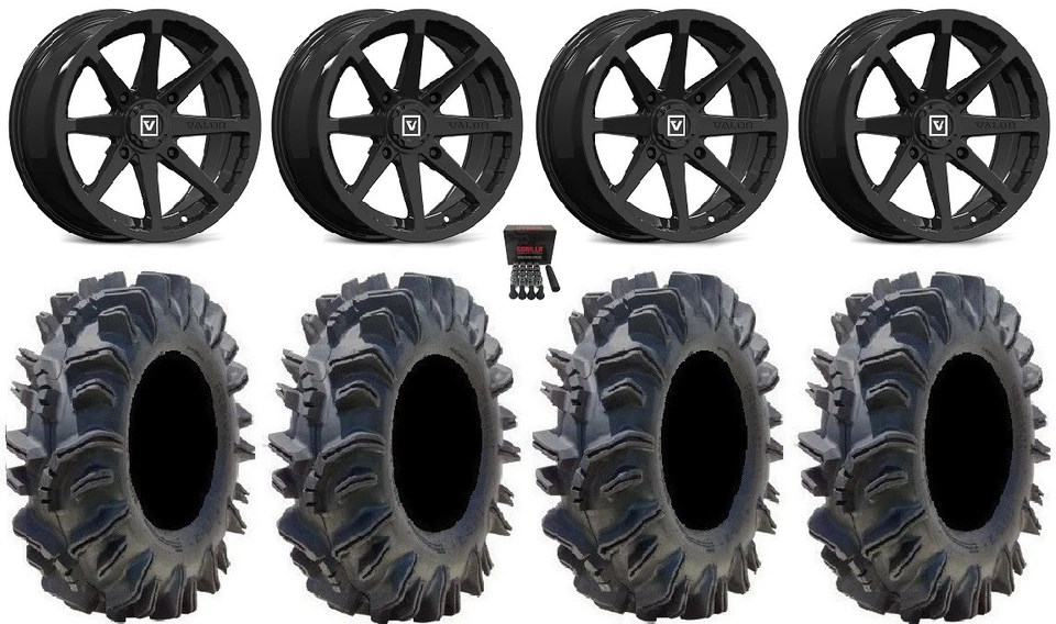 Valor V01 14" Wheels Black 29.5" Terminator Tires Kawasaki Brute Force IRS - Image 1 of 4