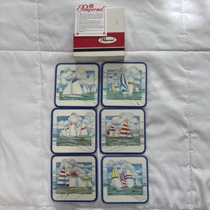 Pimpernel 6 Coasters Ship Boat Series Nautical Ocean Sea Navy Made in England - Picture 1 of 14