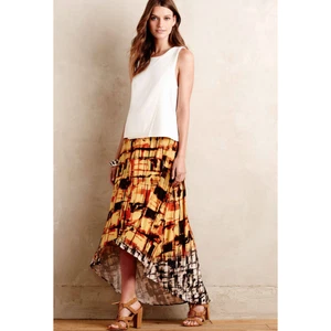 Ranna Gill S Maxirock Sunlit Wickeloptik vorne braun orange Anthropologie Midi Boho - Bild 1 von 10