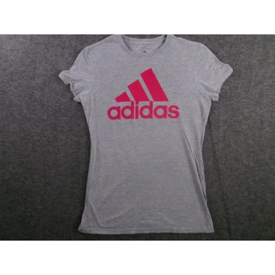 Camisa Adidas Feminina Pequena Cinza Rosa Casual Esportiva Gola Redonda Atlética Causal - Imagem 1 de 4