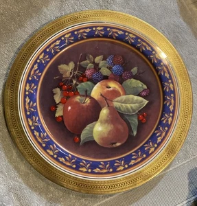 Plato de frutas Limoges borde dorado - Imagen 1 de 6