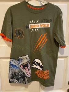 Jurassic World T-Rex Youth XXL Size 18 Dark Green Short Sleeve T-Shirt - Picture 1 of 5