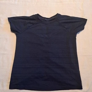Athleta girls size Large or 12 navy ruched back short sleeve shirt EUC - Picture 1 of 4