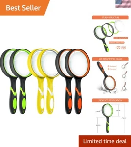 6 Pack Magnifying Glass, 10X Non-Slip Handheld Reading Magnifier for Kids and... - Picture 1 of 8