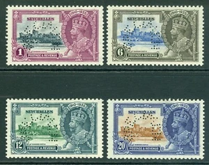 SG 128-131 Seychellen 1935 Silver Jubilee Set of 4, overprinted perfin... - Bild 1 von 1