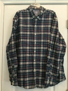 IZOD Saltwater Men Dress Shirt Size 2XL Blue White Plaids Button Down Collar 122 - Picture 1 of 7