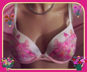 Sujetador PushUp 32D Rosa Coral Melocotón Amarillo Crema FABULOSO Victorias Secret Plunge PushUp UW - Imagen 1 de 10