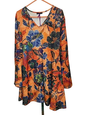 Vestido para mujer Azalea By Firmiana talla 1X brillante audaz floral hasta la rodilla nuevo/etiquetas Foto 1 de 4