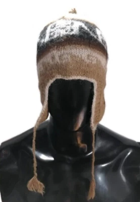 Chapéu Chullo peruano feito à mão lã alpaca fibras andinas chapéu de inverno protetores auriculares - Imagem 1 de 4