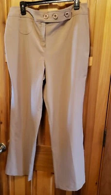 Larry Levine Ladies Tan Stretch Dress Pants Size 16 Flat Front  - Image 1 of 3