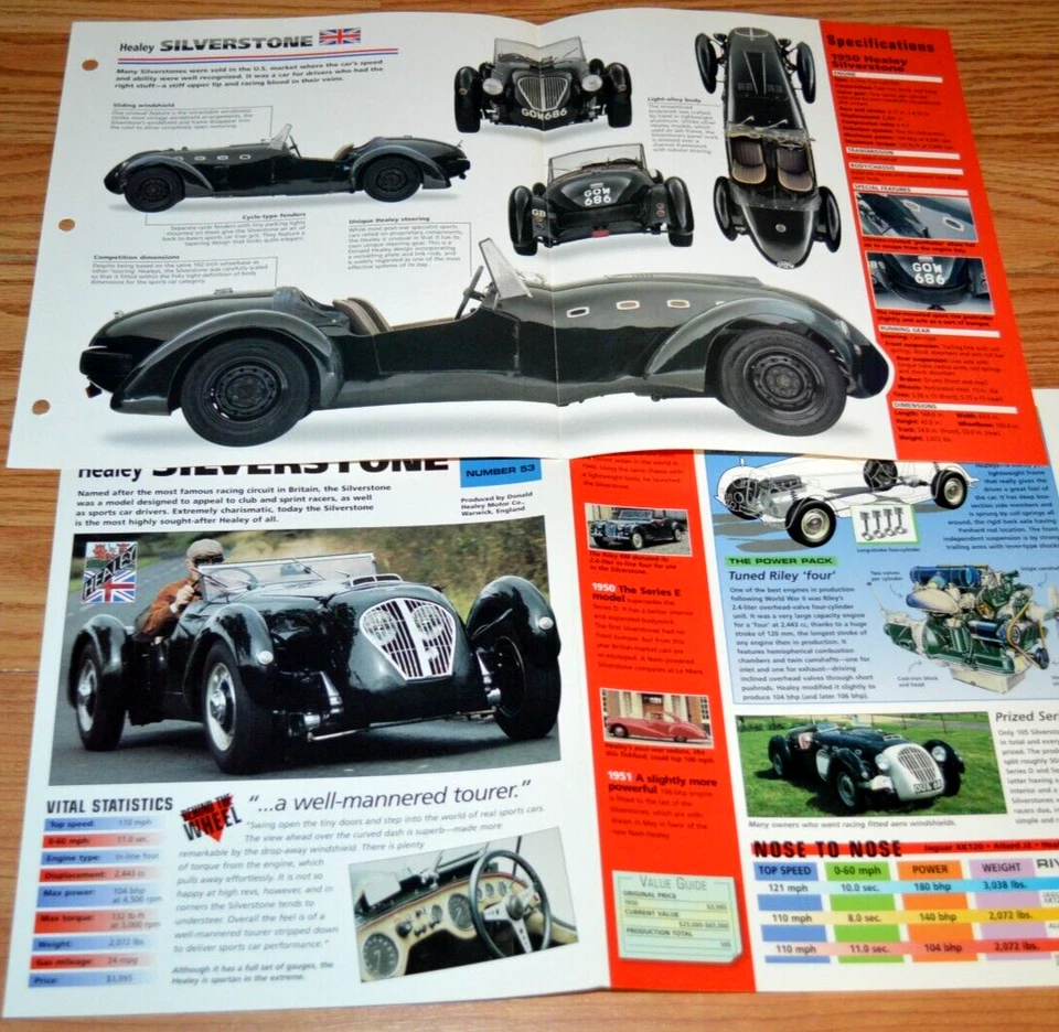 Cartel de información de especificaciones de Healey Silverstone 1950 folleto original anuncio 50 Foto 1 de 1