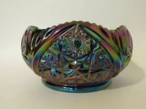 Ciotola vetro carnevale LE SMITH 7,5" iridescente dente seghettato Hobstar margherita 346 ametista - Foto 1 di 24