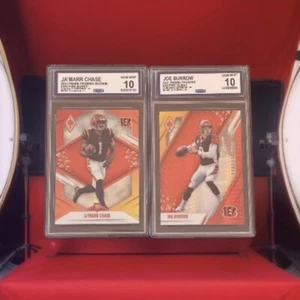 Ja’Marr Chase Rookie & Joe Burrow 2021 Panini Phoenix Fire Burst SP Gem Mint 10 - Picture 1 of 5