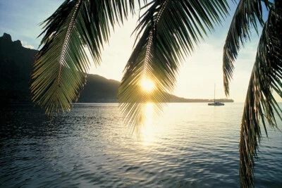 Sunset on Cooks Bay Moorea French Polynesia Photo Art Print Poster 18x12 - Image 1 of 3
