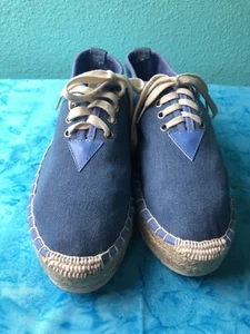 Pierre Dumas Size 9 Lace up Espadrille Denim Creepers Platforms Shoes - Picture 1 of 6