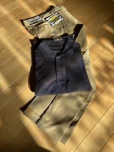 NWT Authentic Galaxy School Uniform Boys Size 6 Khaki Pants & Navy Polo Outfit - Picture 1 of 9