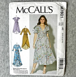 McCalls M7801 Dresses Misses Sz 6-14 Sewing Pattern Flowy Ruffles Tie Belt Uncut - Picture 1 of 4