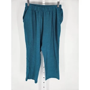 Lands End Womens Sz S Sport Knit Straight Leg Pull On Pants Dark Teal - Picture 1 of 4