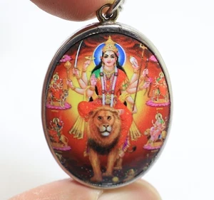 DURGA BIG PENDANT KALI KALIKA PARVATI DEVI GODDESS SHAKTI HINDU BLESS OM LOCKET - Picture 1 of 10